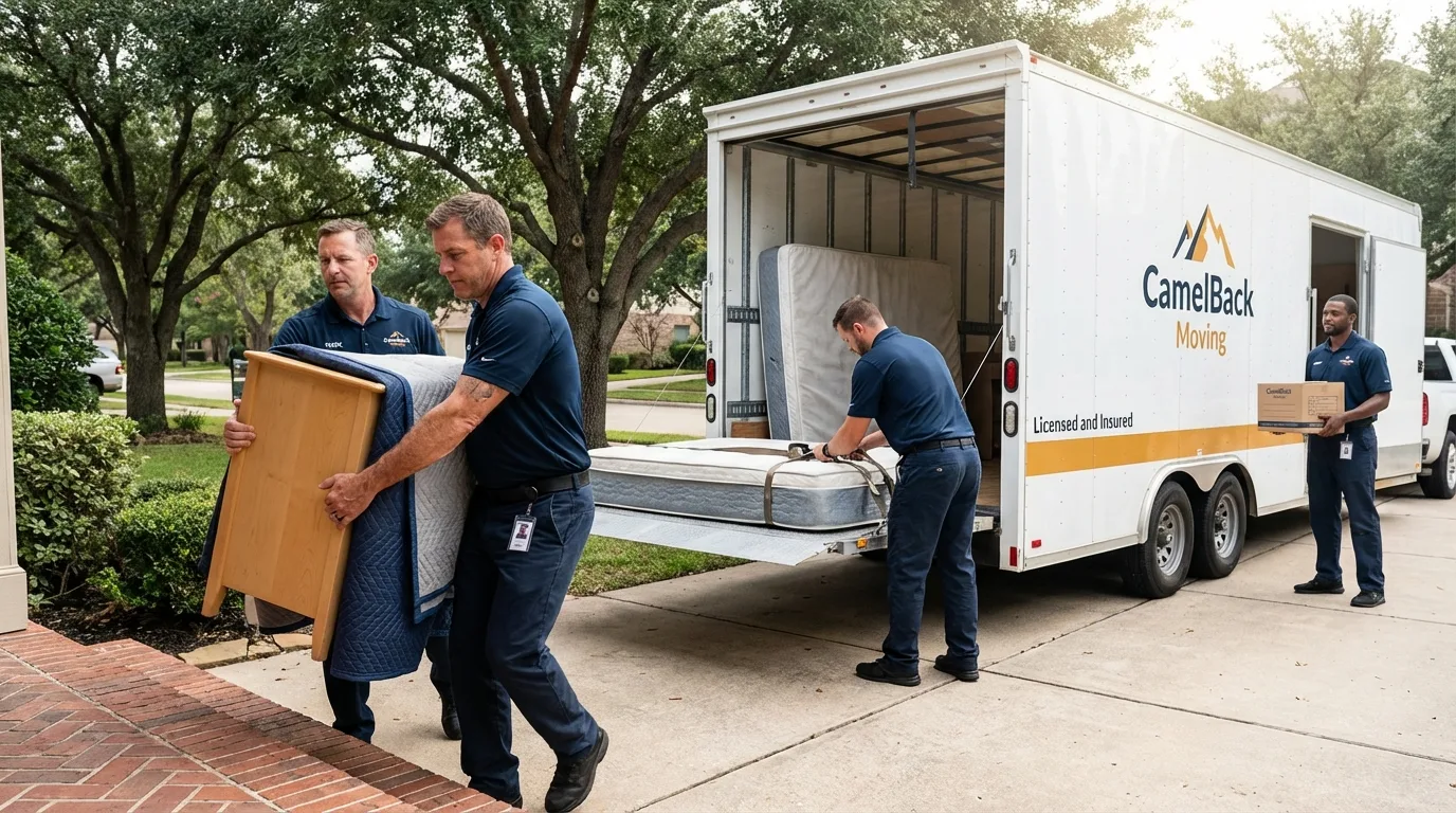 Crew loading residential truck for cross-state move from Sterling, AK