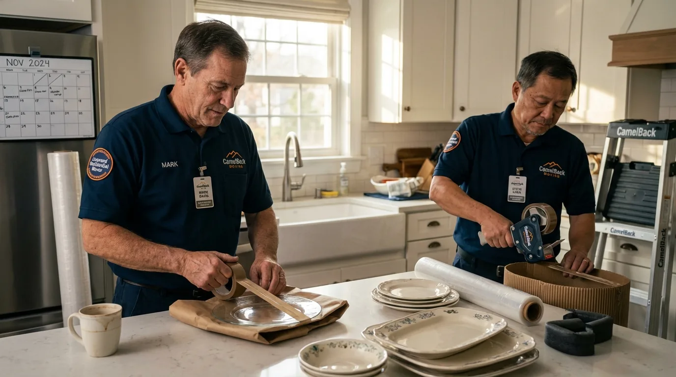 Professional crew packing kitchen dishware in Sterling, AK